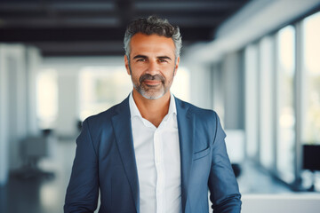 Portrait of a mature confident male middle eastern corporate manager wearing business attire - obrazy, fototapety, plakaty