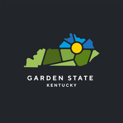 Fototapeta premium Creative nature logo for Kentucky, USA. Badge for parks and recreation. Sun vintage logo vector concept, icon, element, and template for company
