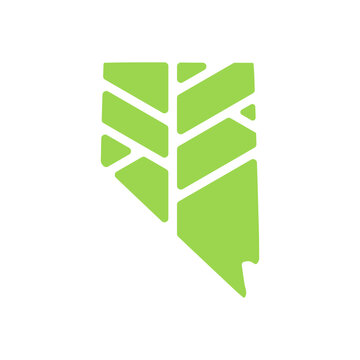 Nevada map plant leaf logo. Creative eco and nature organic logo design template.