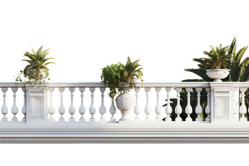 balcony with flowers isolated on transparent background, png file