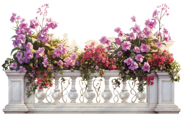 balcony with flowers isolated on transparent background, png file