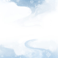 blue falling snow with snowflakes