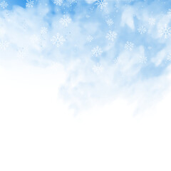 blue falling snow with snowflakes