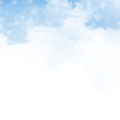 blue falling snow with snowflakes