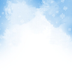 blue falling snow with snowflakes