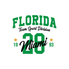 T-shirt stamp graphic Miami, Florida wear typography emblem vintage tee print, athletic apparel design shirt graphic print
