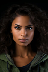 Fototapeta premium Retrato de una mujer de raza negra con pelo moreno y corto
