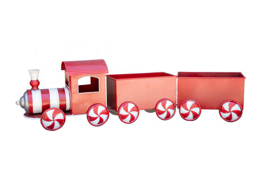 Enfeite de natal, trenzinho vermelho e branco recortado com fundo transparente, fim de ano, festas de fim de ano.