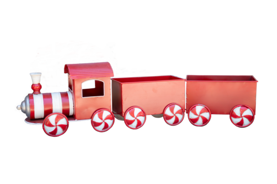 Enfeite de natal, trenzinho vermelho e branco recortado com fundo transparente, fim de ano, festas de fim de ano.