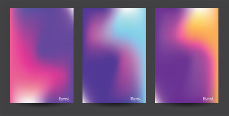 set of Abstract colorful  gradient template background - purple, pink  gradient  background