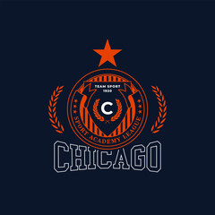 Chicago, Illinois design for t-shirt. Football tee shirt print. Typography graphics for sportswear and apparel. Vector illustration.