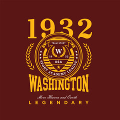 Washington design for t-shirt. Football tee shirt print. Typography graphics for sportswear and apparel. Vector illustration.