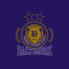Baltimore, Maryland design for t-shirt. Football tee shirt print. Typography graphics for sportswear and apparel. Vector illustration.