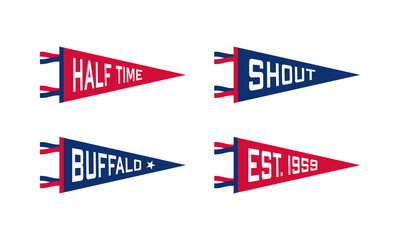 Buffalo, New York Football Pennant Flags Set. Vector Football pendant Icons. University USA Sport flag, isolated