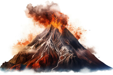 Volcano eruption isolated on transparent background, png file