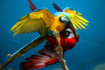 The Blue-and-Yellow Macaw, also known as the Blue-and-Gold Macaw and The Scarlet Macaw is a large, red, yellow and blue South American parrot
