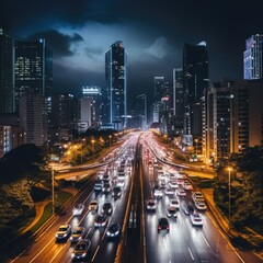 Fototapeta na wymiar AI city at night