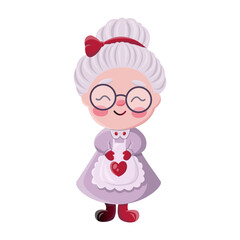 Cute and happy Mrs Claus - vector illustration isolated. Christmas character.