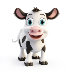 Fototapeta premium Cute Cartoon Cow Isolated On a White Background 