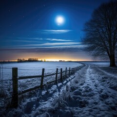 Winter landscape in the night