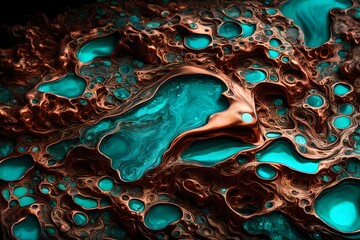 Liquid copper and aqua forming a captivating enigma