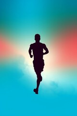 Fototapeta na wymiar Silhouette of a person running during sports activity, Man jogging for healthy life, Man doing jogging exercise for healthy life, athlete doing fitness activity 