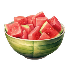 Isolated bowl of watermelon, transparent background