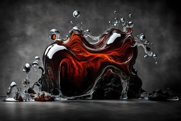 A surreal fusion of molten lava and liquid glass 