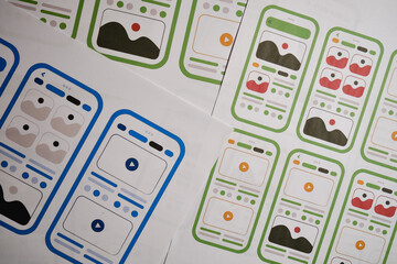 UX mobile application wireframe. Sketch, prototype, framework, layout future app design project....