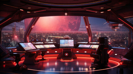 Control room of a star ship, sci-fi concept