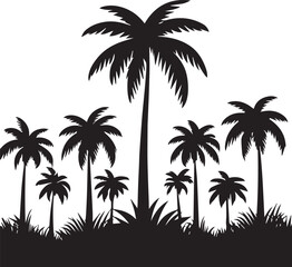 Obraz premium Palm Tree Silhouettes EPS Palm Tree Vector Clipart