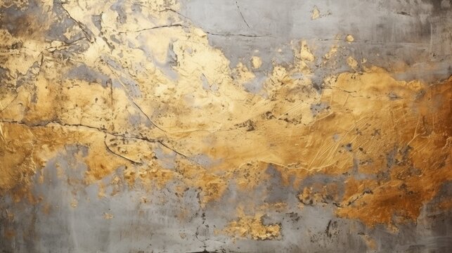 Shiny golden texture of gold concrete wall background.	