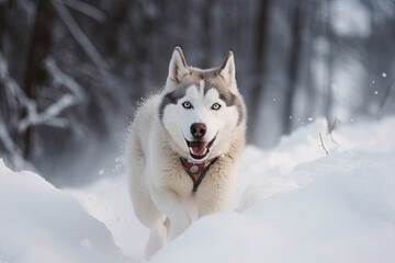 Siberian husky in the snow