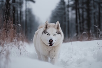 Siberian husky in the snow