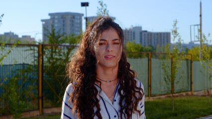 Beautiful Brazilian girl with curly hair