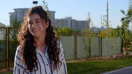 Beautiful Brazilian girl with curly hair