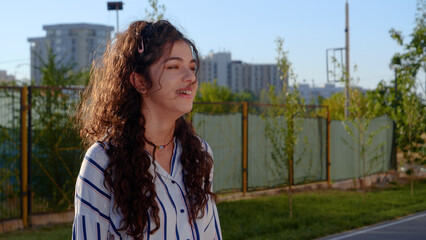 Beautiful Brazilian girl with curly hair