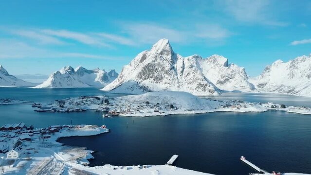 Aerial view of Reine in Lofoten Islands, Norway