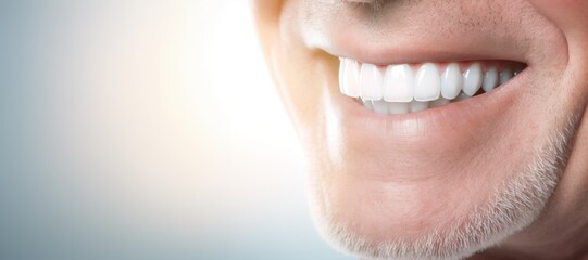 Generative AI, senior man mouth or teeth smiling, hygiene or dental cleaning cosmetic service	
