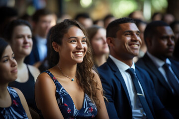 Obraz premium A group of people participating in a citizenship ceremony on Australia Day. Concept of cultural diversity and unity. Generative Ai.