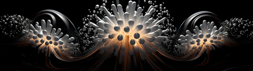 An ultra-wide background of ferrofluids unveils a mesmerizing symphony of intricate, ever-evolving patterns formed by magnetic nanoparticles suspended in a viscous liquid
