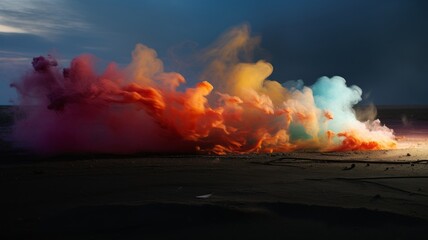 colorful smoke trails, abstract with empty ground in foreground