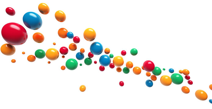 3D rendering colorful round shapes bubble ball collection, transparent background. Generative AI