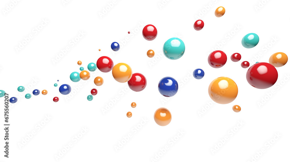 Poster 3d rendering colorful round shapes bubble ball collection, transparent background. generative ai