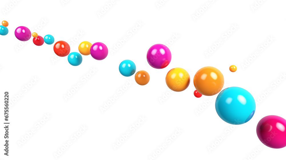 Poster 3d rendering colorful round shapes bubble ball collection, transparent background. generative ai