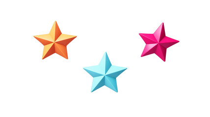 3d render stars, cartoon style cute decoration elements isolated on transparent background. Generative AI