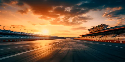 Poster F1 race track circuit road with motion blur and grandstand stadium for Formula One racing © Summit Art Creations