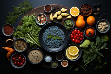 Obraz na płótnie Canvas spices and herbs on a black background ai generative