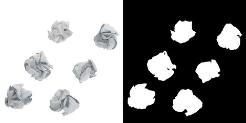 3D rendering illustration of crampled paper