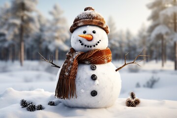 Snowman, dressed for Christmas.